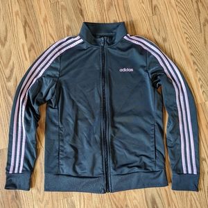 Adidas zip up sweatshirt, US women's size M, color: grey/pink